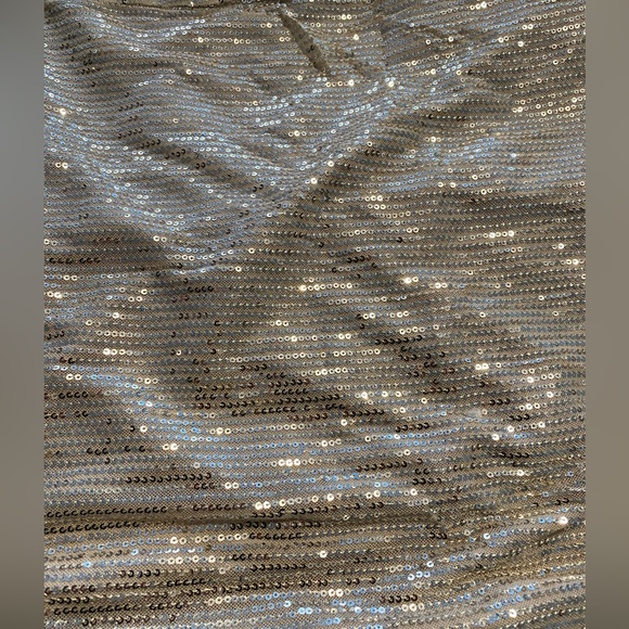 Silver Backless Sequin Gown with V-neck for Wedding Guest - Picture 9 of 11